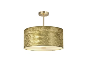 DK0833  Baymont 50cm Semi Ceiling 3 Light Antique Brass Gold Leaf/White Laminate